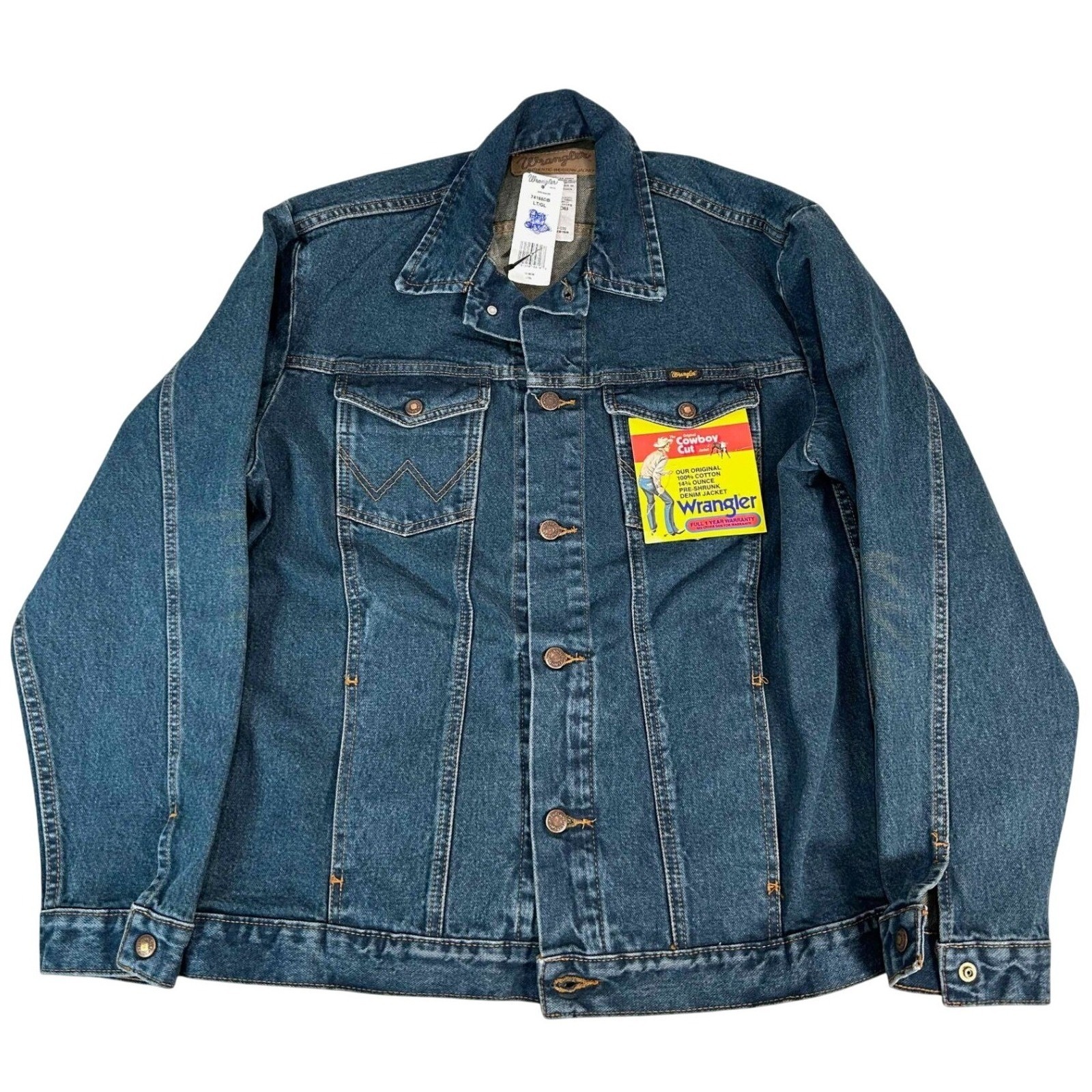 Vintage Wrangler Cowboy Cut Denim Jacket Western Style: Large 71465db Nwt